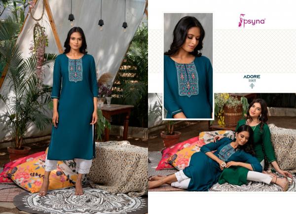 Psyna Adore Rayon Dessigner Embroidery Kurti Collection